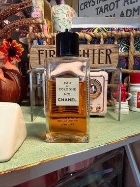 CHANEL No.5 Eau de Cologne Amber Liquid in Clear Bottle, Vintage